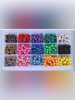 750 Piece Push Pins Assorted Colors Round Head Office Supply